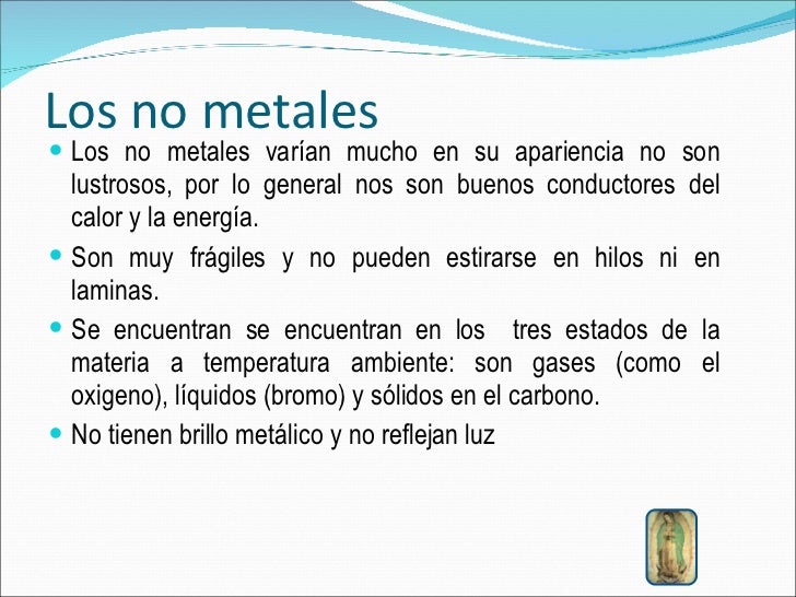 No metales el que s No metales el que s