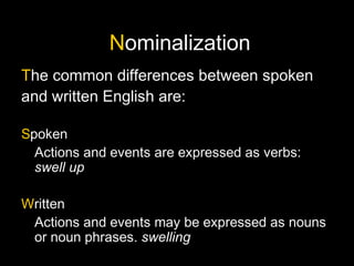 Nominalization Pattern Nominalization intro | PPT