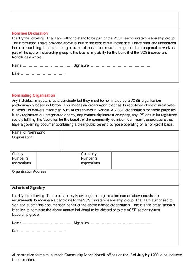 nomination form nomination form