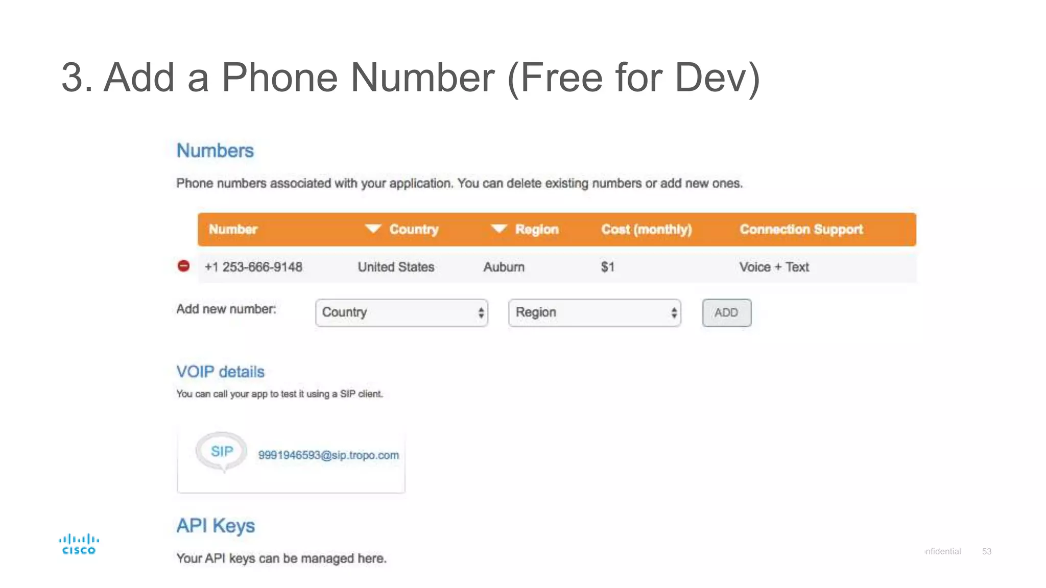 3. Add a Phone Number (Free for Dev)
 