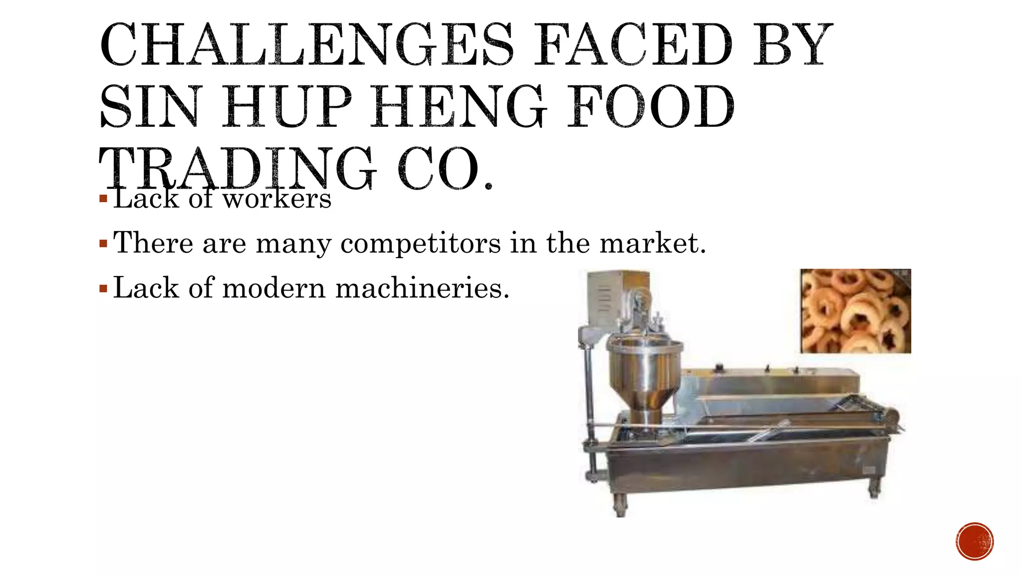 Lack of workers
There are many competitors in the market.
Lack of modern machineries.
 