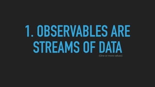 1. OBSERVABLES ARE
STREAMS OF DATA(One or more values)
 