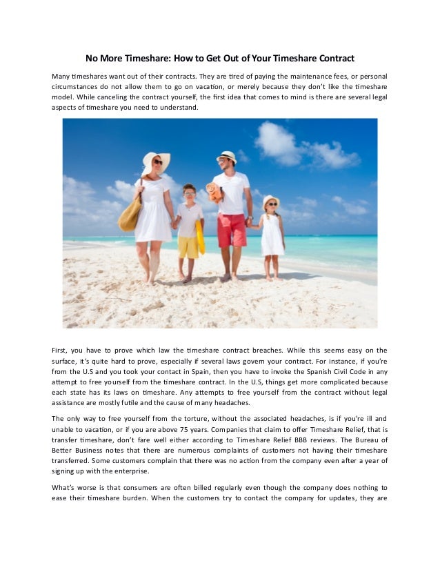 No More Timeshare How To Get Out Of Your Timeshare Contract