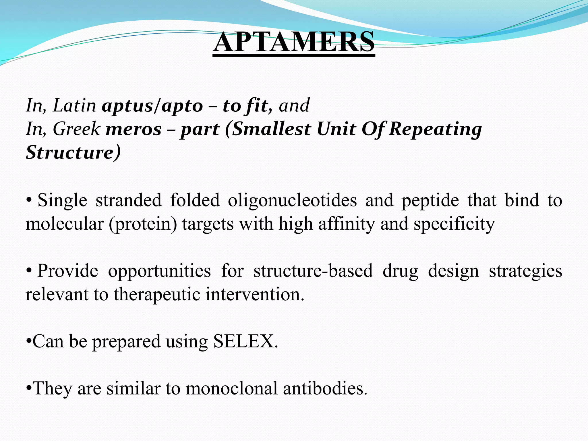 BIOPHARMACEUTICS OF ANTISENSE MOLECULE AND APTAMERS | PDF