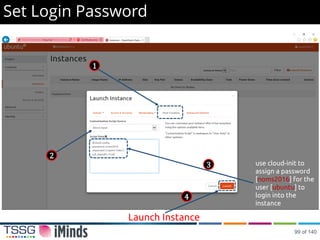 Set Login Password
1
use cloud-init to
assign a password
[noms2016] for the
user [ubuntu] to
login into the
instance
2
3
Launch Instance
4
99 of 140
 