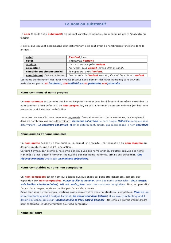 Nom substantif