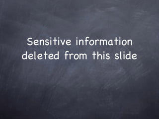 Sensitive information
deleted from this slide
 
