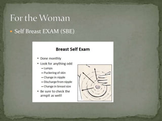  Self Breast EXAM (SBE)
 