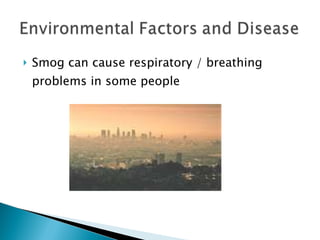 Smog can cause respiratory / breathing problems in some people 