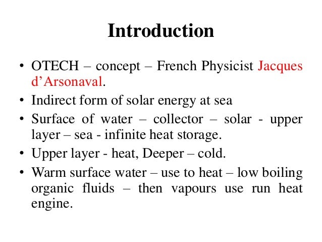 non conventional energy sources indirect form of solar energy