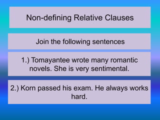Non defining relative clauses | PPTX