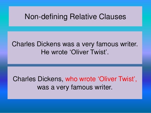 Resultado de imagen para non defining relative clauses