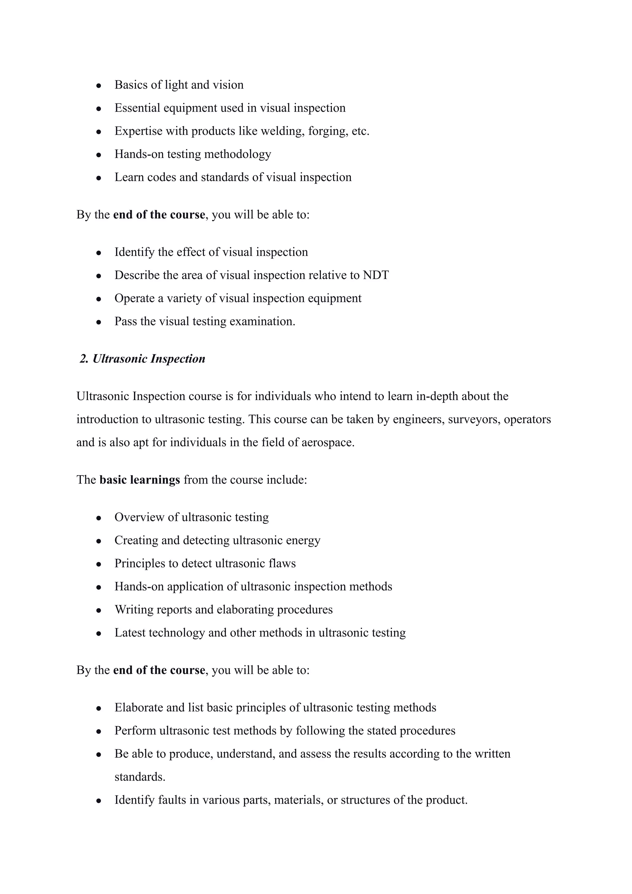 Non-Destructive Testing (NDT) Training Courses| One Stop NDT | PDF