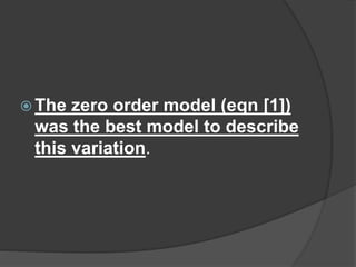  The zero order model (eqn [1])
was the best model to describe
this variation.
 