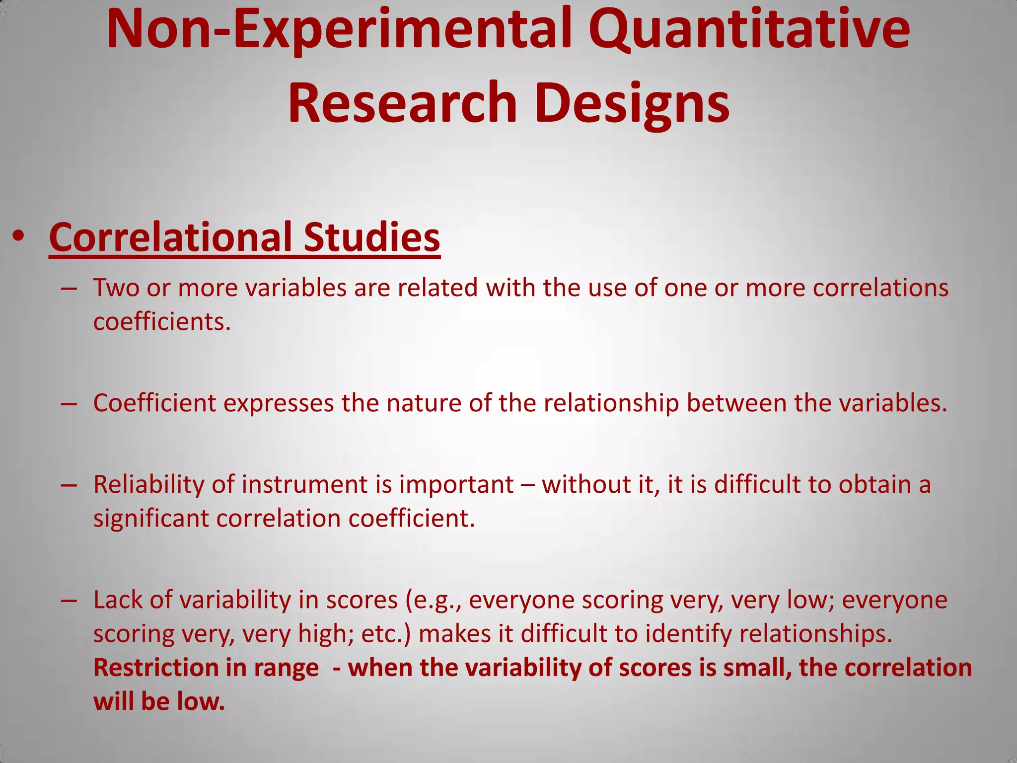 Non-Experimental Quantitative Research DesignsDescriptive Studies