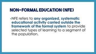types of non formal education types of non formal education