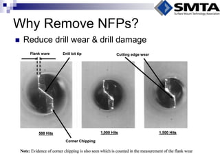 Why Remove NFPs? 
Reduce drill wear & drill damage  