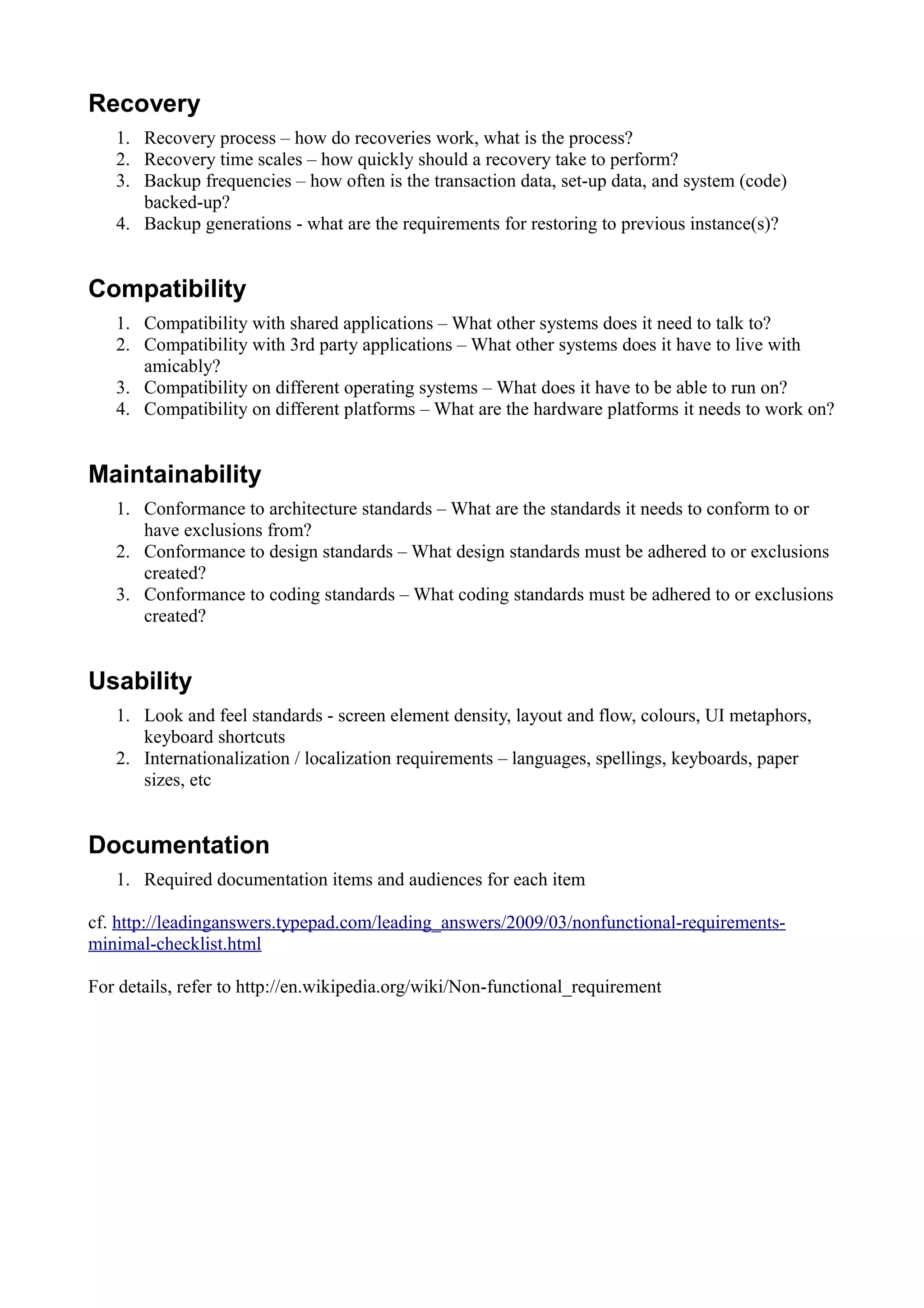 NON FUNCTIONAL REQUIREMENTS CHECKLIST visual data 7
