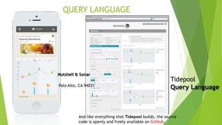 QUERY LANGUAGE
And like everything that Tidepool builds, the source
code is openly and freely available on GitHub.
Tidepool
Query LanguagePalo Alto, CA 94031
Nutshell & Sonar
 