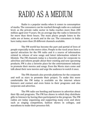 Non-Music Programs of FM Radio | PDF