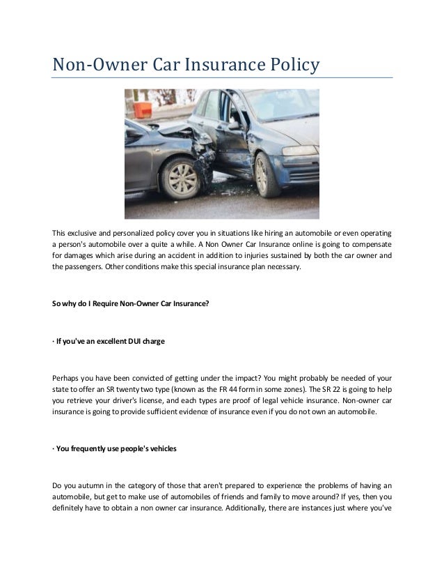 How Much Is Non Owner Car Insurance Non Owner Car