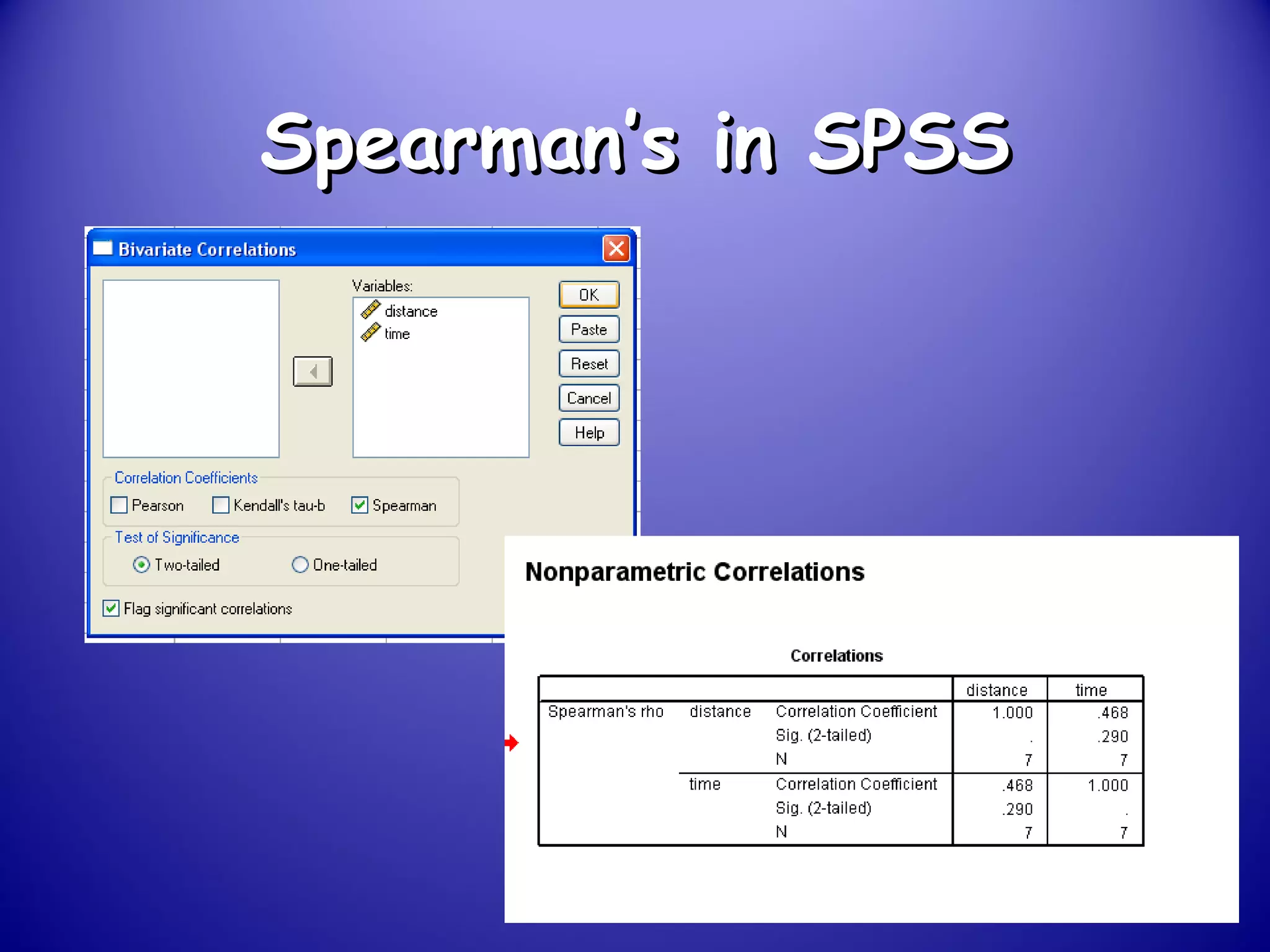 Spearman’s in SPSSSpearman’s in SPSS
 