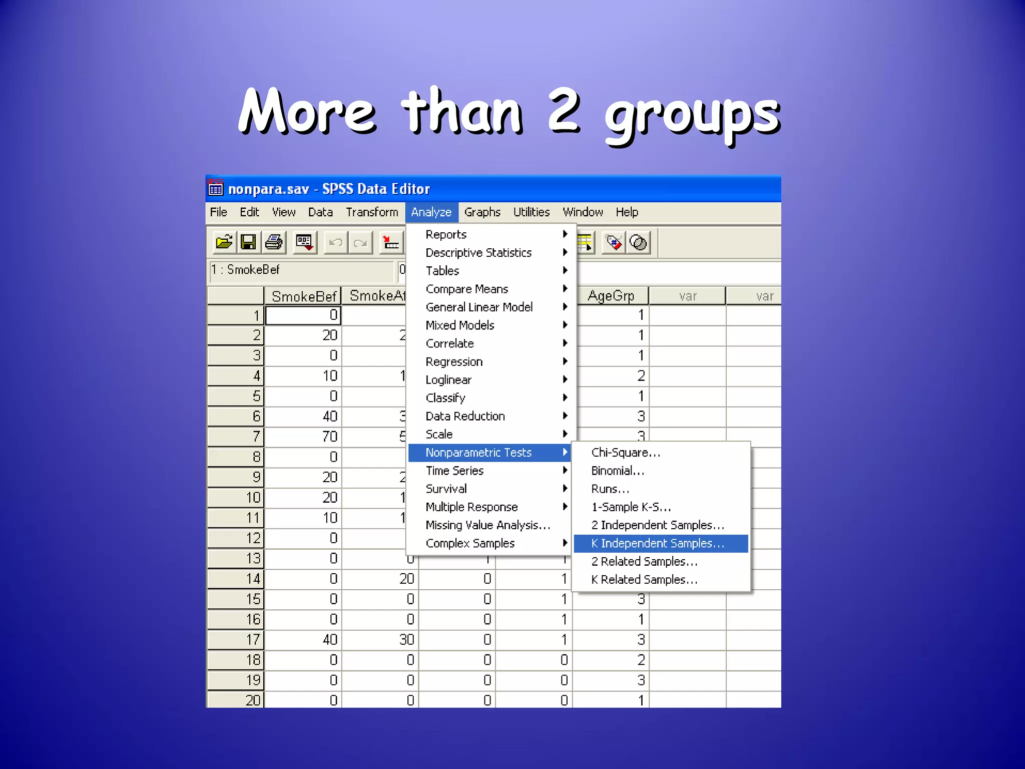 More than 2 groupsMore than 2 groups
 