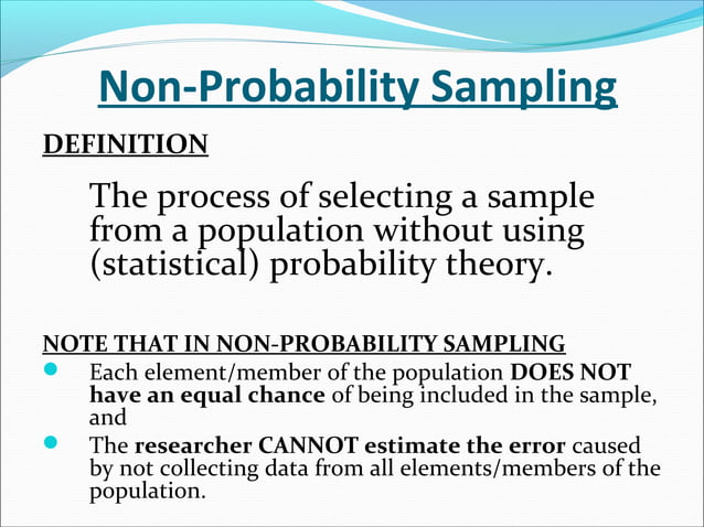 Non Probability Sampling Purposive Sampling Non Probability Sampling | PPT