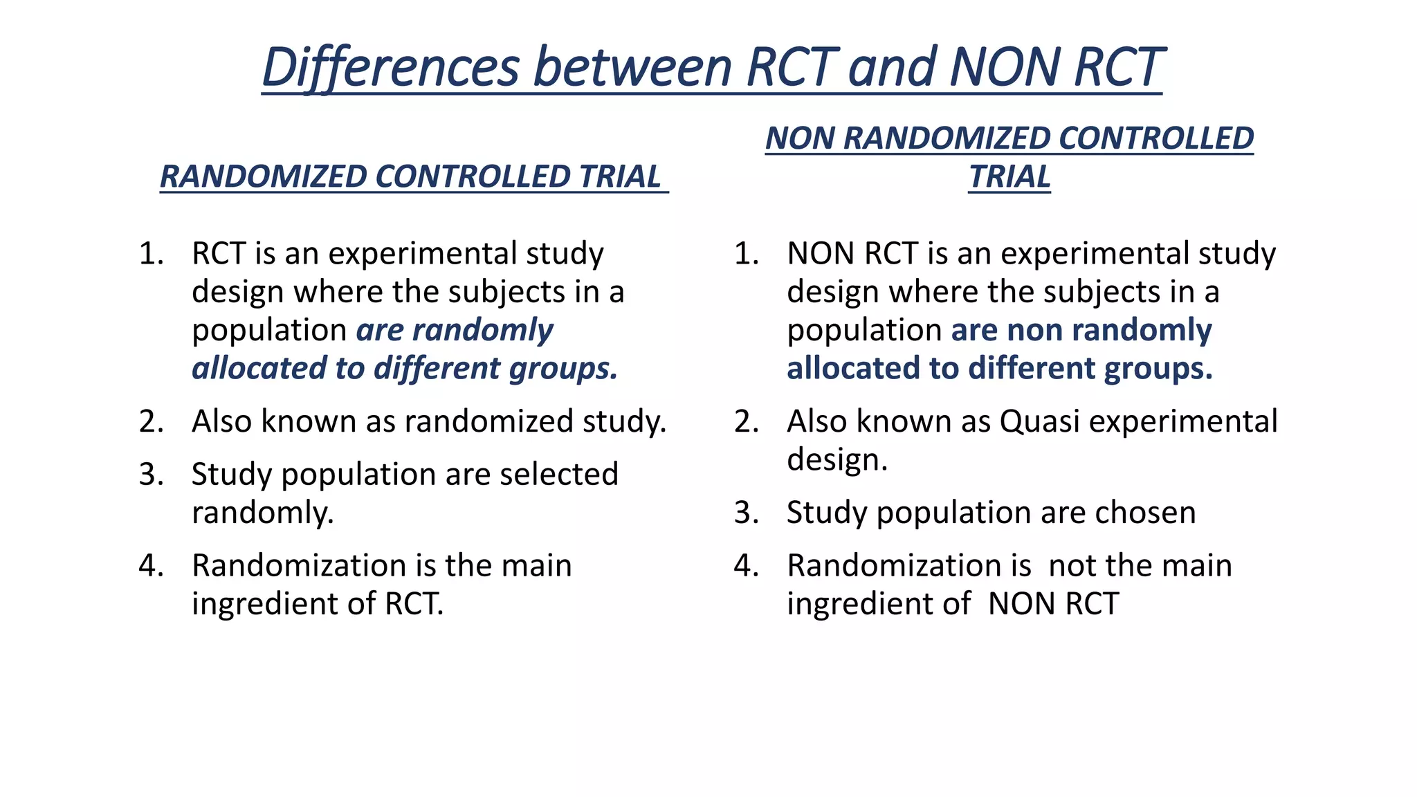 Non randomized controlled trial | PPTX | Medical Health