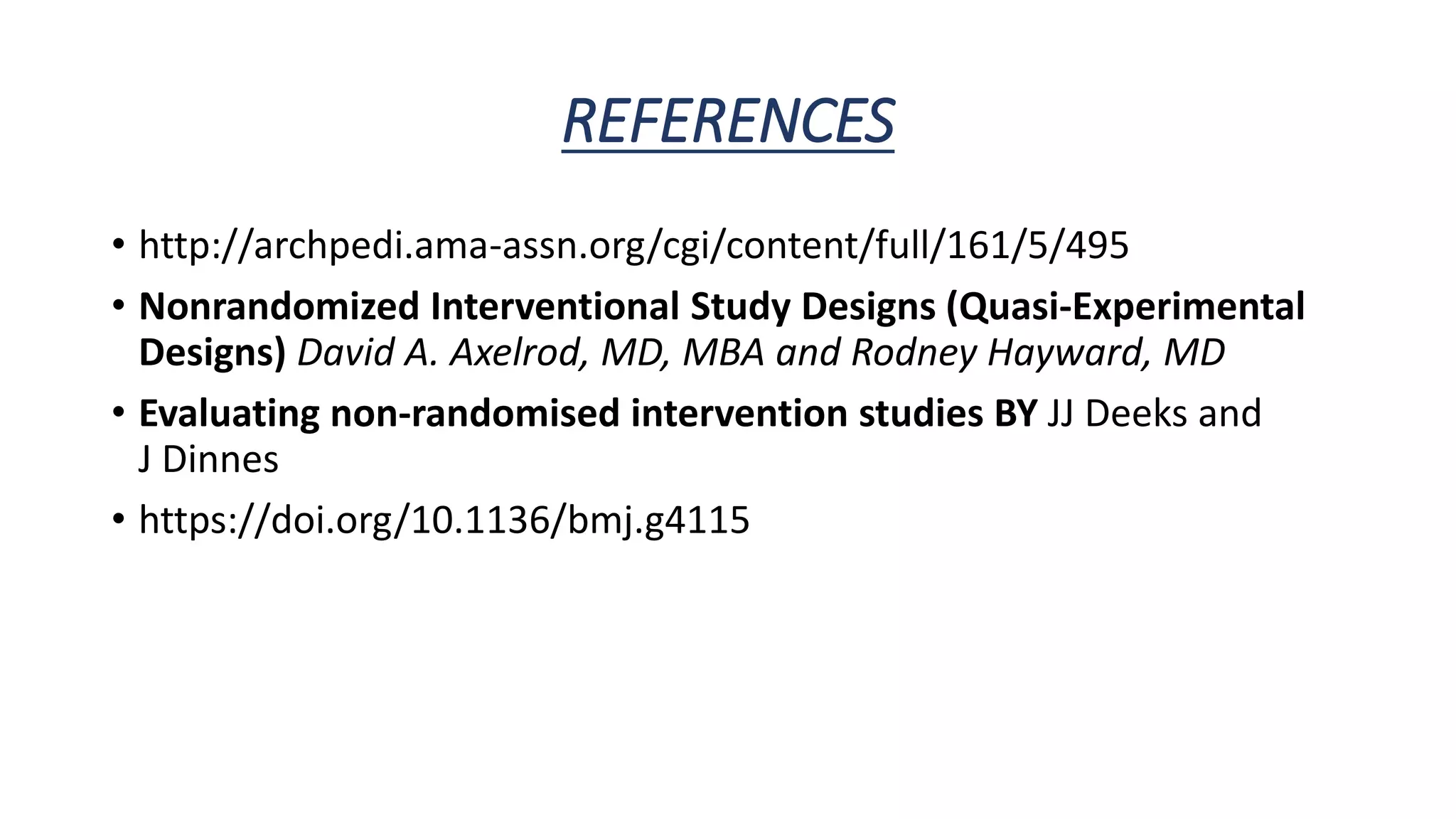 Non randomized controlled trial | PPTX | Medical Health