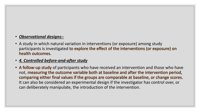 Non randomized controlled trial | PPTX | Medical Health