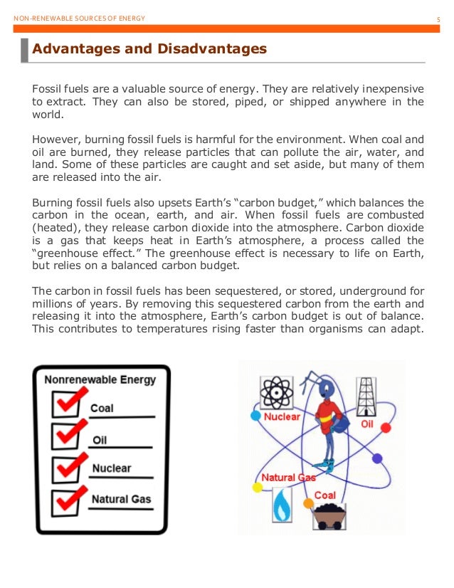 non renewable sources of energy advantages and disadvantages of natural gas