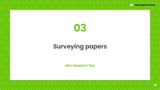 20
Non-Research Tips
Surveying papers
03
 