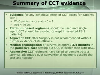 Summary of CCT evidence <ul><li>Evidence  for any beneficial effect of CCT exists for patients with: </li></ul><ul><ul><li...