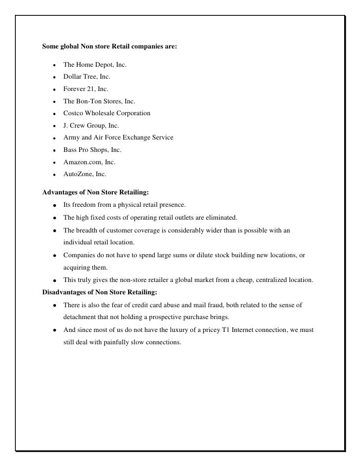 Non Store Retail Format