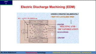 Electric Discharge Machining (EDM)
UNIT
6
Mr. Kiran Wakchaure Manufacturing Technology SANJIVANI COLLEGE OF ENGINEERING, KOPARGAON
52
 