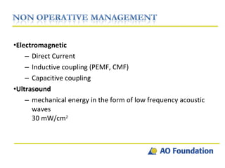 Electromagnetic Direct Current Inductive coupling (PEMF, CMF) Capacitive coupling Ultrasound mechanical energy in the form of low frequency acoustic waves  30 mW/cm 2 