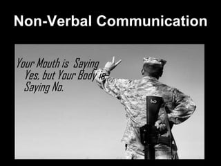 Non-Verbal Communication

Your Mouth is Saying
  Yes, but Your Body is
  Saying No.
 