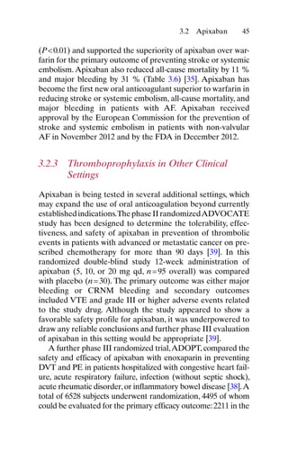 45
(P  0.01) and supported the superiority of apixaban over war-
farin for the primary outcome of preventing stroke or sys...