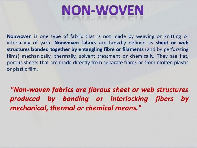 chemical examples types bonding with Non woven Fabrics