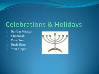 Celebrations & HolidaysBar/bat MitzvahChanukahPass OverRush ShanaYom Kipper