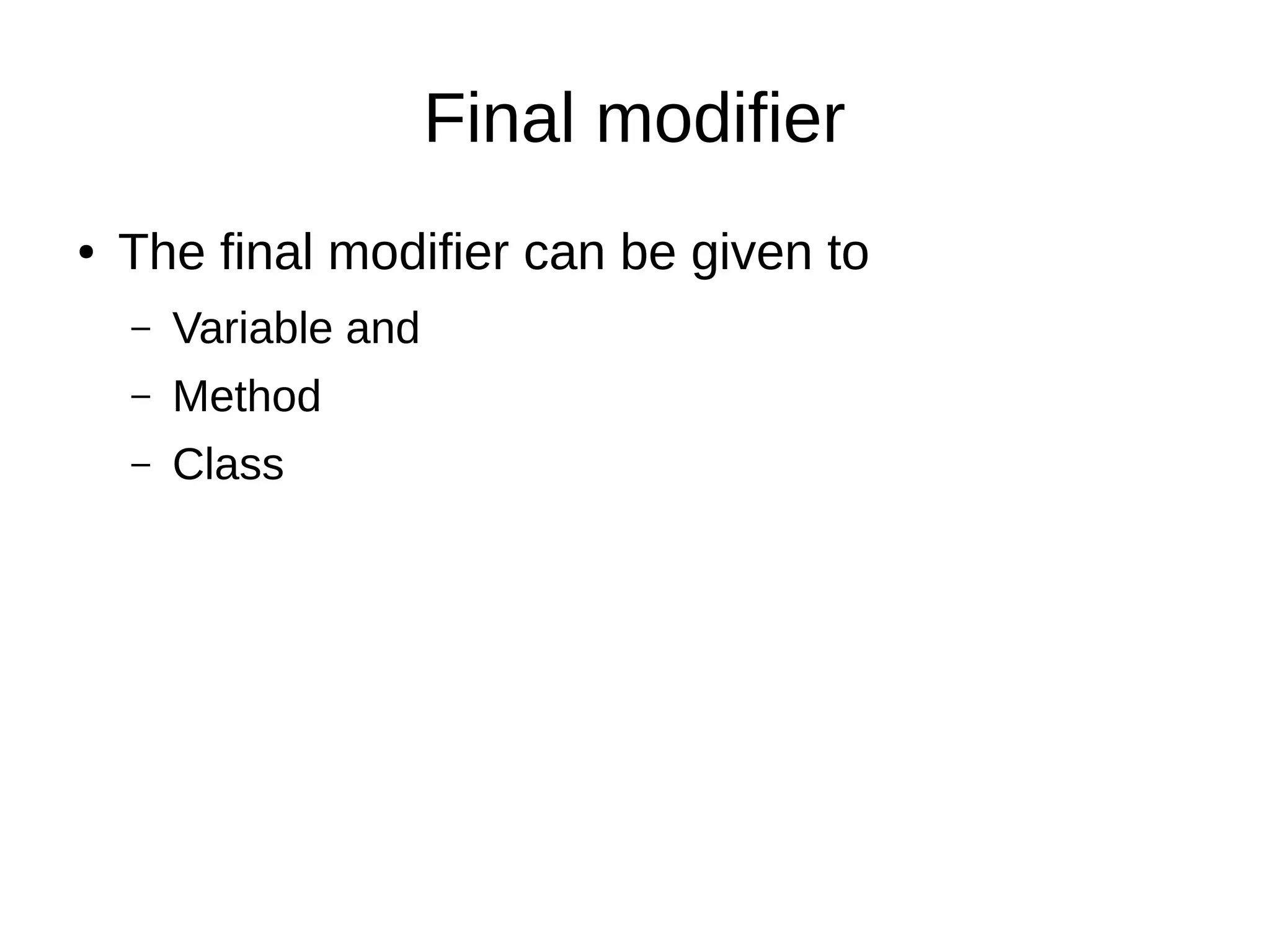 Non access modifiers | PDF