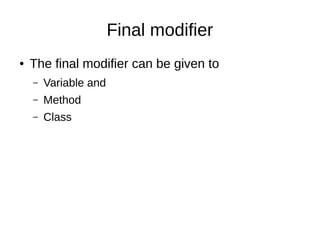 Non access modifiers | PDF