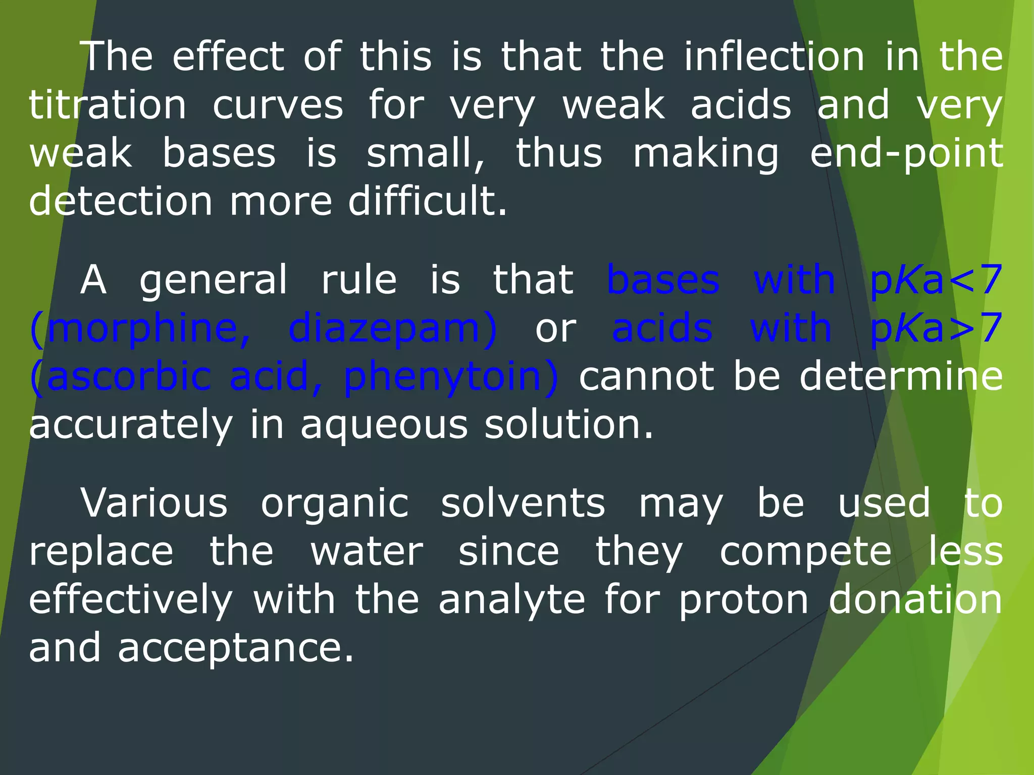 Non aqueous titration Pharmaceutical Analysis PPT
