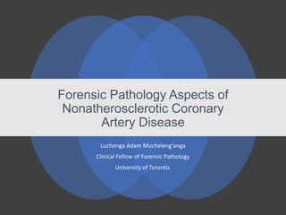 Forensic Pathology Aspects of
Nonatherosclerotic Coronary
Artery Disease
Luchenga Adam Mucheleng’anga
Clinical Fellow of Forensic Pathology
University of Toronto.
 
