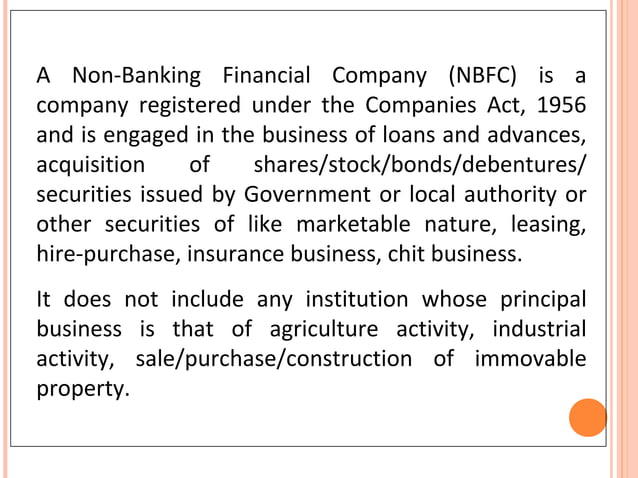Non banking financial companies | PPT | Business Banking & Finance ...