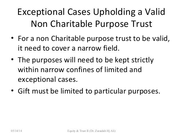 charitable purpose trusts The utc applies to most trusts, whether created under a trust agreement or under a will under section 55-54413, if a charitable purpose becomes unlawful,. charitable purpose trusts The utc applies to most trusts, whether created under a trust agreement or under a will under section 55-54413, if a charitable purpose becomes unlawful,.