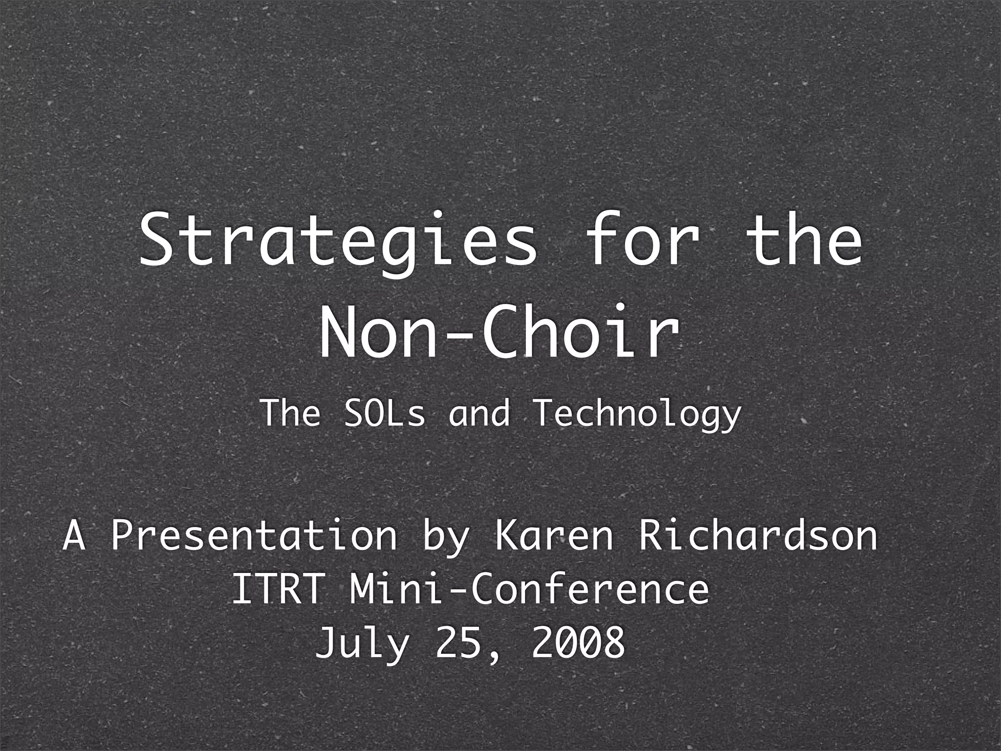 Technology and the SOLs