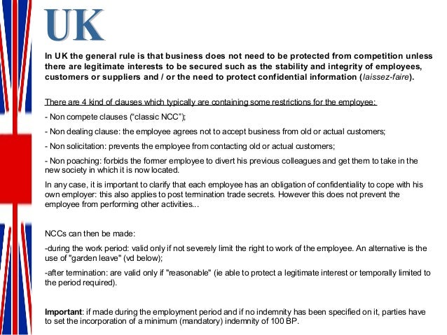 Non compete clauses in Europe: a general overview Non compete clauses in Europe: a general overview