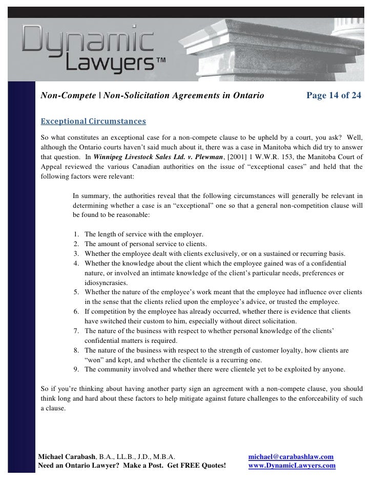 typical non compete clause